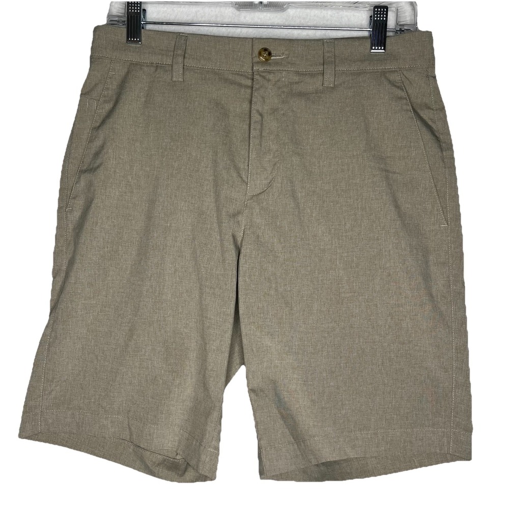 PGA Tour Mens 30 Golf Shorts Tan Heathered Flat Front Performance Outdoor Resort - Picture 1 of 6
